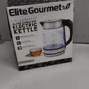Elite Gourmet EKT-602 Electric BPA-Free Glass Kettle, Cordless 360° Base, Stylish Blue LED Interior, Handy Auto Shut-Off Function – Quickly Boil Water For Tea & More