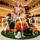 7.9Ft Halloween Skeleton with Movable Joints Plastic Skeleton for Yard Lawn Porch Decor