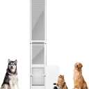 TIMOSS Large Dog Door for Sliding Glass Door, Patio Pet Door with Clear Flap,Magnetic Closing Curtain and UV Resistant Screen