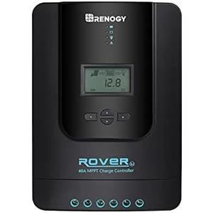 Renogy Rover 40 Amp 12V/24V DC Input MPPT Solar Charge Controller Auto Parameter Adjustable LCD Display Solar Panel Regulator fit for Gel Sealed Flooded and Lithium Battery 
Black