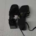 ISNOM Platform Block Heels Women Comfortable Strappy Heels Short Block Chunky Sandals Ankle Strap Simple Summer Heeled Sandals Square Toe (7.5, Matteblack)