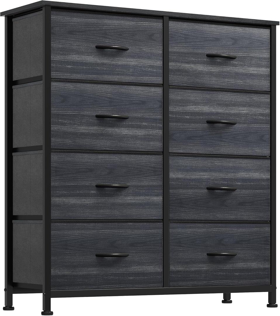 YITAHOME Dresser with 8 Drawers - Fabric Storage Tower, Organizer Unit for Bedroom, Living Room, Hallway, Closets - Sturdy Steel Frame, Wooden Top & Easy Pull Fabric Bins, Burlywood Grain