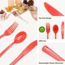 300 Pcs Red Plastic Silverware, Red Plastic Utensils, Disposable Cutlery Heavy Duty, 100 Forks, 100 Spoons, 100 Knives for Birthday, BBQ, Christmas