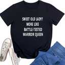 YITAN Women Crewneck Cute Funny Graphic T Shirts (Medium, Black)