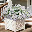 20 Bundles Artificial Flowers for Outdoors, UV Resistant Fake Flowers with Plastic Plants For Outside, Faux Silk Flowers for Planter outdoor, Fake Realistic Flower for Planters Window Box Decor-White