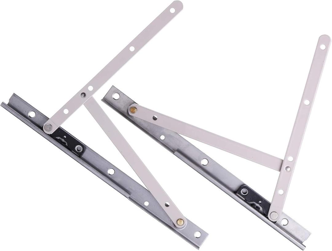 1 Pair Casement Window Hinge, 10 Inch Stainless Steel Finish Adjustable/2 Pack Standard Duty Concealed Hinge, Universal E-Gard Corrosion Resistant Coating Friction Stay Hinges for Awning/Hopper