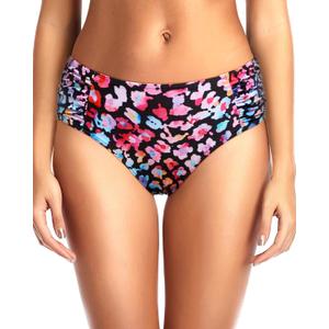 Tempt Me Women Bikini Bottoms Mid Waist Bathing Suit Swimsuit Ruched Swim Bottom (Large, Colorful Leopard)