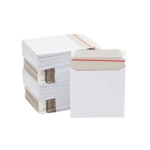 100 Pack 6x6 Rigid Mailers - 450 GSM Thick and Sturdy - Self Sealing Stay Flat Cardboard Envelopes for Mailing CDs, DVDs (White) - Cardboard Mailers