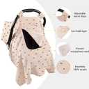 PRIMLECT Car Seat Cover Baby, 100% Muslin Baby Car Seat Cover, 3 in 1 Carseat Cover, Carseat Cover for Baby Easy to Get in & Out (Sun)