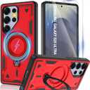 Gritup for Samsung Galaxy-S25 Ultra Case with Magsafe & [HD Screen Protector2], 360Metal Rotated Kickstand,Military Grade Shockproof Protective for Galaxy S25 Ultra Case,Red