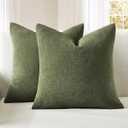MIULEE Olive Green Couch Pillow Covers 20x20 Inch, Set of 2 Soft Chenille Decorative Square Throw Pillow Covers Farmhouse for Sofa Living Room Bed