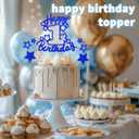 Happy 1st Birthday Cake Topper Decoration Blue Silver Glitter Toppers First Year Around the Sun 1 Year Old Party Decor Celebration Cupcake Toppers