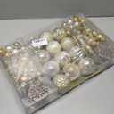 92ct Christmas Tree Decoration Set Christmas Ball Ornaments with Srtings Shatterproof Christmas Baubles for Christmas Holiday Wreath Garland Party Decoration, Gold-Silver