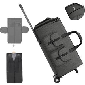 LemoHome Rolling Garment Bags for Travel,Convertible Duffle Bag with Wheels,Roller Carry on Luggage with Removable Garment Bag,Weekender Suitcase with Shoe Compartment for Men and Women (Grey2)