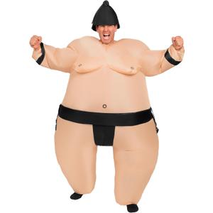 Spooktacular Creations Sumo Inflatable Costume for Adult, Funny Air Blow Up Costumes, Full-Body Sumo Costume (Black) 