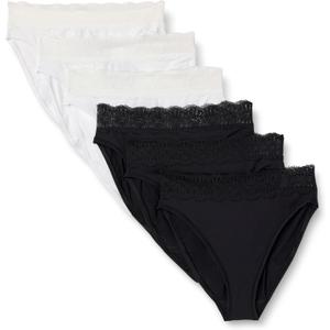 Amazon Essentials Women's Peached Microfiber with Lace Trim High Waisted High Leg Panty, Pack of 6 (XXL)