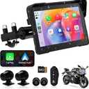 Artman Motorcycle Dash cam Front and Rear, 7'' IPS Touch Screen, Portable Motorcycle Carplay for Apple Carplay and Android Auto GPS Navigation System, TPMS Compatible, IP67 Waterproof & 64G SD Card