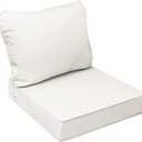 AAAAAcessories Outdoor Seat Cushions for Chairs, Fade-Resistant, Waterproof Patio Furniture Replacement Cushions, 24" x 24" x 5" + 24" x 19", Creamy White