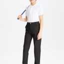 DEVOROPA Youth Boy's Golf Pants Quick Dry Athletic Chino Flat Front Pants Kids School Uniform Clothes Black M (Black, M)