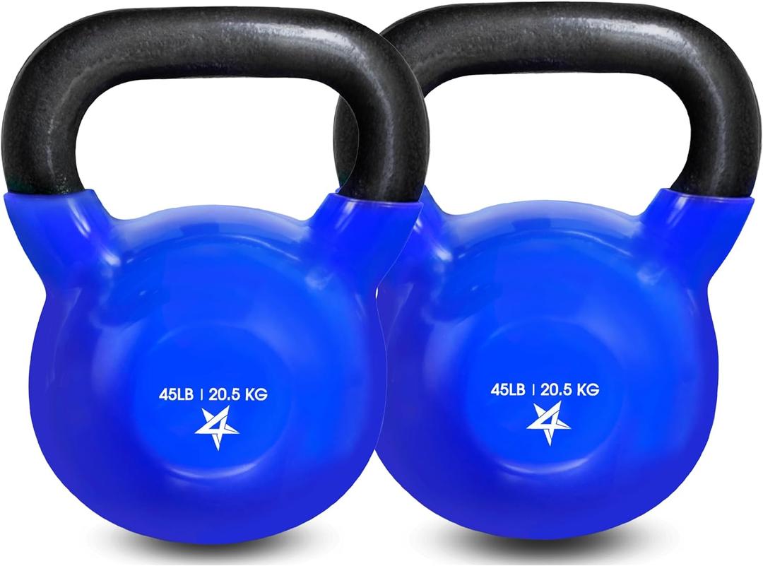 Yes4All Kettlebell, 4 LB Vinyl Coated Cast Iron Strength Training Kettlebells for Home Gym Exercises, Fitness, Full Body Workout Equipment, Push Ups, and Grip Strength