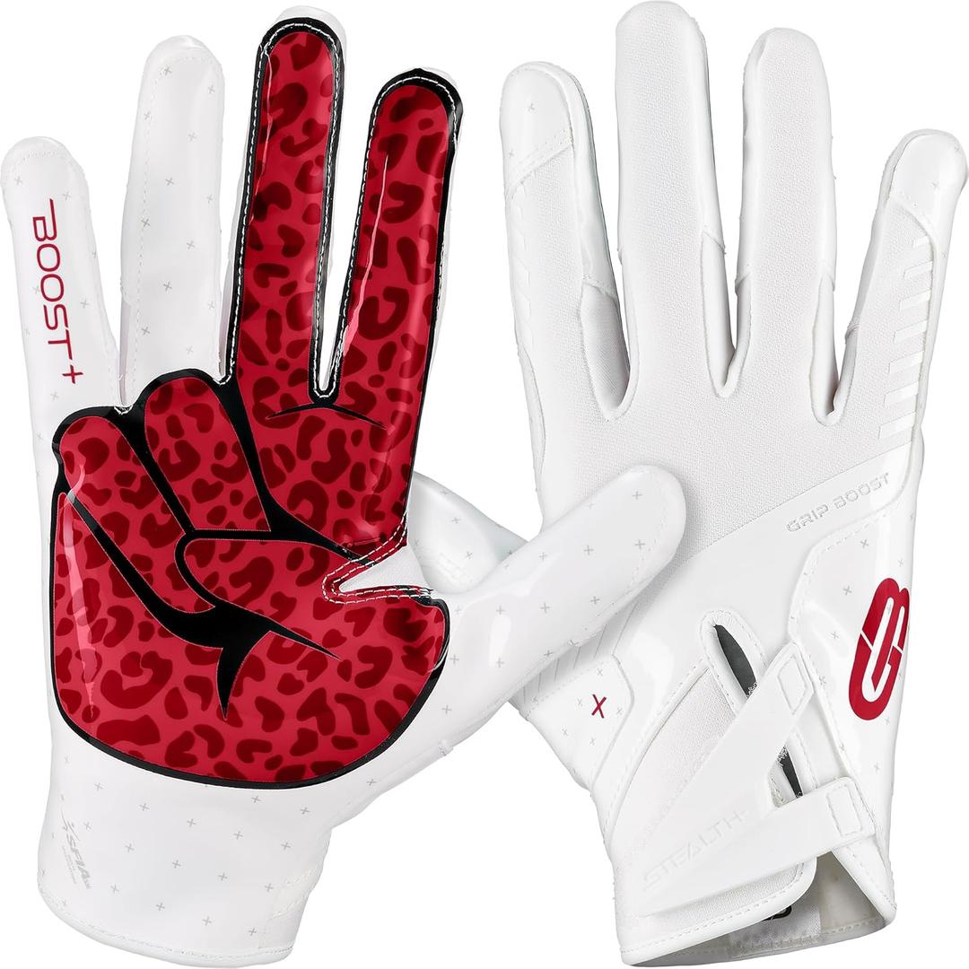 Grip Boost Football Gloves - Peace Stealth 6.0 Boost Plus Sticky Technology - Adult and Youth Football Gloves for Wide Receiver - Men's and Boys Sizes