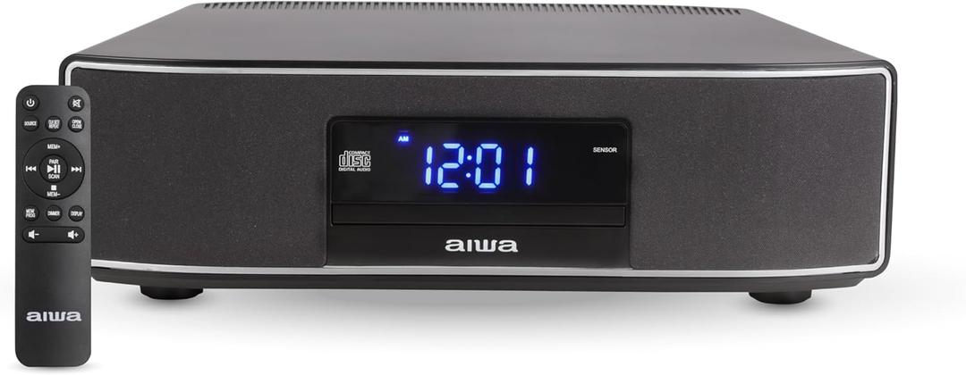 AIWA Exos Home Speaker, Premium 30W RMS Sound System with CD Player, Bluetooth Connectivity, FM Radio, Optical Digital Input, Dual 1 Tweeters + Dual 2 Bass Units, IR Remote Control (Black)