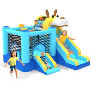 MUKDIY Bounce House for Kids Inflatable Bouncy House with Double Slide, 9.5ft x9.5ft Jumping Castle for Kids, Includes 450W Blower, Outdoor and Indoor Bouncy Castle for Party Birthday, Blue