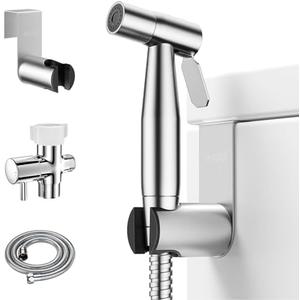 Arofa Handheld Toilet Bidet Sprayer for Toilet-Adjustable Water Pressure Control with Bidet Hose for Feminine Wash, Stainless Steel Brushed Nickel Bidet Faucet Cloth Diaper for Baby Wash