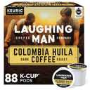 Laughing Man Colombia Huila Coffee, Keurig Single Serve K-Cup Pods, Dark Roast, 88 Count (4 Packs of 22)