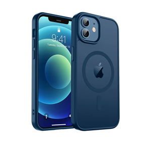Magnetic for iPhone 12 Case & iPhone 12 Pro Case, [Compatible with MagSafe] [10 FT Military Grade Drop Protection] Slim Translucent Matte Shockproof Anti-Scratch Phone Cover, Dark Blue