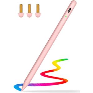 Stylus Pen for iPad with Palm Rejection, Compatible with 2018-2024 iPad Models: 6th-10th Gen, Pro 11" 12.9" (M4), Mini 5th-6th, Air 3rd-5th (M2) -Pink
