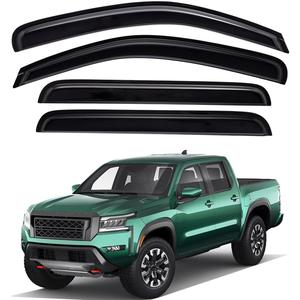 Lightronic Extra Durable Outside-Mount Auto Vent Window Visor, Fits 2022-2025 Nissan Frontier, Crew Cab, UV Protection Rain Guard, Original Wind Deflector, No-Drill Easy Install, Dark Smoke, 4-Pcs