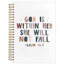SNNDER Boho Christian Journals for Women, God is Within Her She Will Not Fall Bible Journaling Notebook, Church Notes Journal, Scripture Hardcover Spiral Notebook 5.5x8.3 Inch
