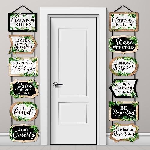 Sintuff Classroom Rules Posters Eucalyptus Farmhouse Classroom Decorations Class Rules Bulletin Board Decorations Set Rustic Green Banner Porch Sign Motivational Preschool Elementary Middle School