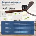 Ceiling Fans with Lights and Remote Control, 42 Inch Solid Wood Blade, Low Profile Flush Mount, LED Dimmable DC Reversible Modern Ceiling Fans with APP Control for Bedrooms, Living Rooms, Patio, Black