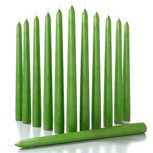 CANDWAX 10 inch Candlesticks Set of 12 - Dripless Taper Candles Perfect for Party or Decor - No Drip Grass Green Candle