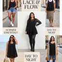 Plus Size Tank Tops for Women, Flowy Lace Trim Camisole, Loose Fit Layering Tunic Tops to Hide Tummy (Black)