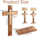 Wood Standing Cross,Christians Spiritual Religious Jesus Cross Wall Art,Handmade Nature Wooden Blessed,Tabletop for Church Home Decor Wood Crucifix