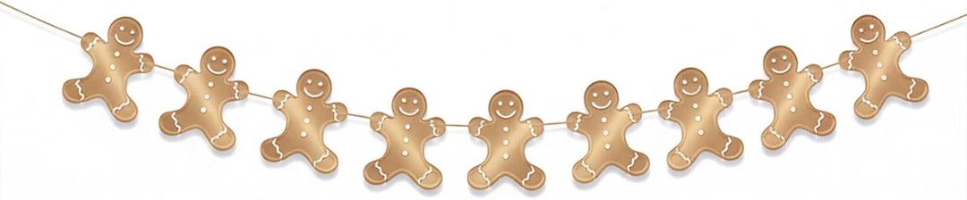 Therwen 4.6 ft Christmas Gingerbread Man Banner Metal Gingerbread Man Garland Vintage Christmas Tree Ornament for Mantle Wall Window Door Xmas Tree Decor Holiday Crafts