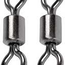 QISHUO Stainless Steel Swivels Fishing Lure Barrel Saltwater Swivel Fishing Strength Quick Change Fishing Swivels Rolling Black Nickel (Size10 (32lb) 100 pcs)
