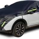 Konnfeir Half Car Cover All Weather Car Body Cover for All Season Sunshade Cover Snow Cover Waterproof 210T Polyester with Cotton (Fit Hatchback)