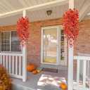 2 x Artificial Fall Hanging Flowers for Decoration, 2pcs Long Vine Fake Flowers Plants Morning Glory, Realistic Faux Petunias for Planter Patio Porch Garden Autumn Outdoors Dec, Orange Red