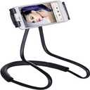 Flexible Long Arms Stand Clip Holder,Hanging on Neck Universal Lounger's Bracket for Mobile Phone Tablet PC Desktop(Black)