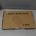 Non-Stick Jumbo Muffin Pans, 3.5" 6-Cup Set of 2 Baking Pans, Heavy Duty Carbon Steel Tins for Extra-large Muffins & Cupcakes