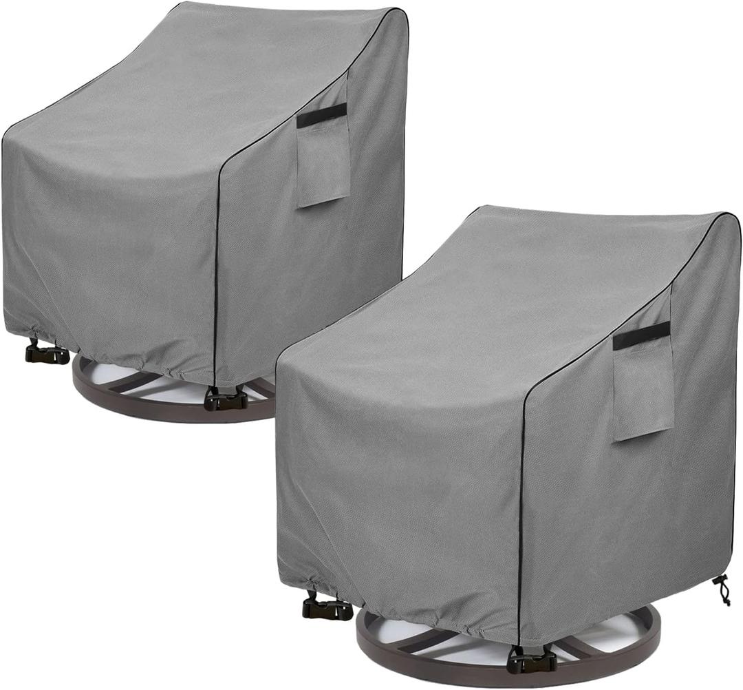 Okcool Outdoor Swivel Chair Cover 2 Pack,Outdoor Furniture Patio Chair Covers Waterproof Clearance,(33"W x 35"D x 38.5"H) Outdoor Lawn Patio Furniture Covers,Grey