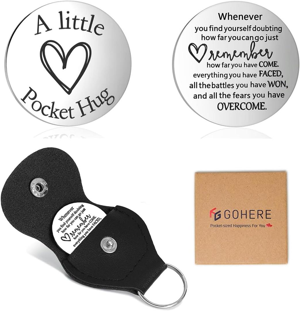 GoHere Pocket Hugs Sobriety Gifts for Men Long Distance Relationship Gifts Pocket Hug Token Keychain for Friends Dad Husband Boyfriend Valentine Christmas Birthday Gift