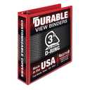 Samsill Durable 3 inch 3 Ring Binder, Made in USA, D Ring Binder, FSC 100% Recycled Chipboard, Red