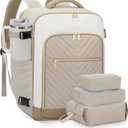 LOVEVOOK Large Travel Backpack for Women, TSA Carry on Backpack for Airplanes, 40L Personal Item Travel Bag for Women fits 17" Laptop,Waterproof Carry on Bag Airplane Approved with 3 Packing Cubes (Khaki - Beige - Abricot)