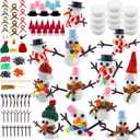 12 Pack Snowman Kits,Fun Build a Snowman Craft for Kids Gifts Winter Family Activity, Christmas Making Snowmen Kit with 12 Scarves, 12 Santa Hats