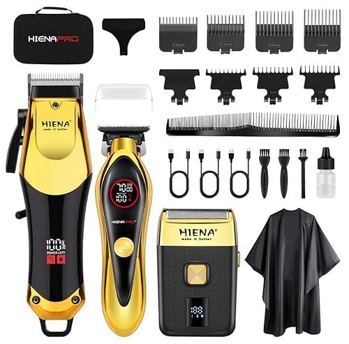 HIENA PRO Professional Hair Clippers Set, Cordless Hair Clipper for Barber Kit, USB-C Rechargeable Barber Clippers for Men with LED Display